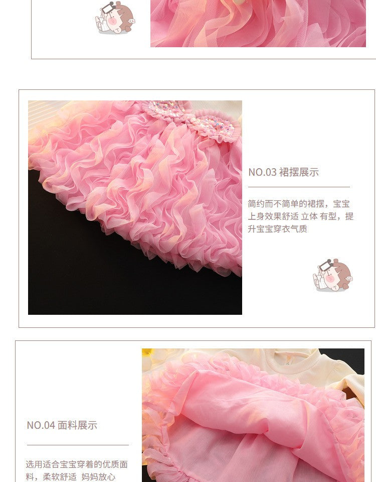 Girls Pink Tulle Party Dress with Sparkling Bow Detail – Elegant Princess Outfit