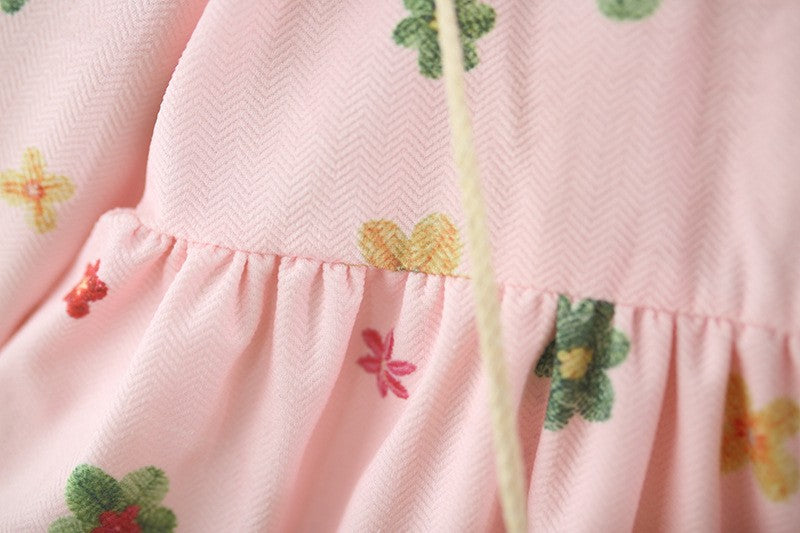 Girls Pink Floral Dress with Flower Purse – Cute Long Sleeve Party Outfit