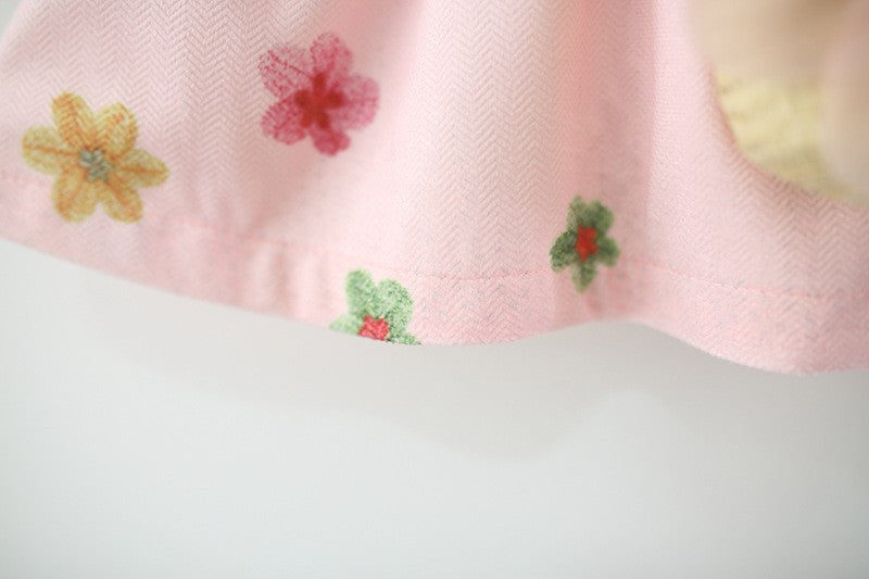 Girls Pink Floral Dress with Flower Purse – Cute Long Sleeve Party Outfit