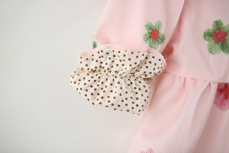 Girls Pink Floral Dress with Flower Purse – Cute Long Sleeve Party Outfit