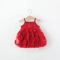 Girls Red Rose Tulle Dress – Elegant Floral Party & Special Occasion Outfit