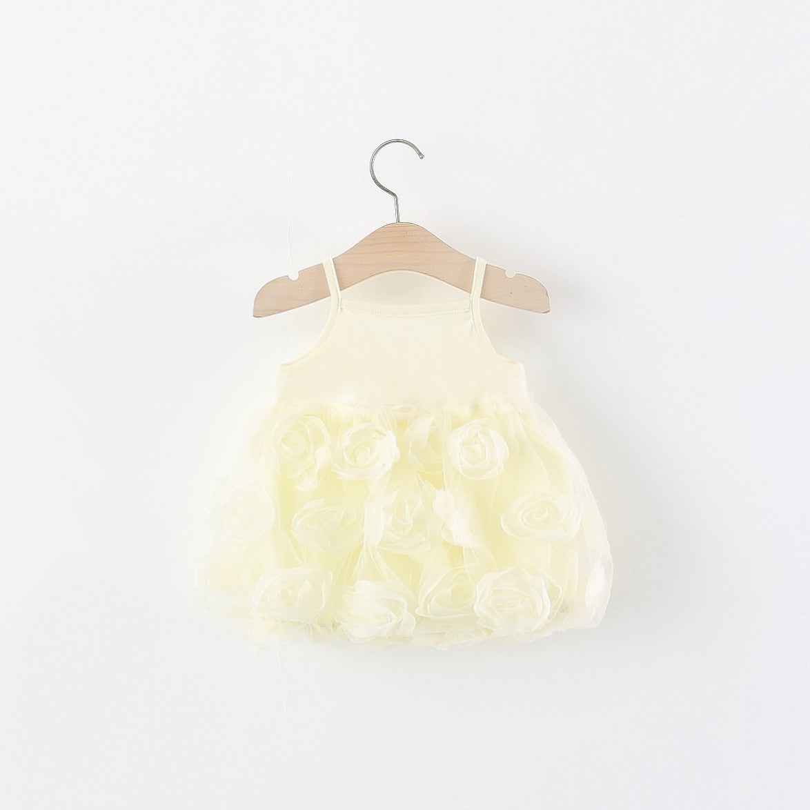 Girls Floral Rose Tulle Dress – Elegant Sleeveless Party & Summer Outfit