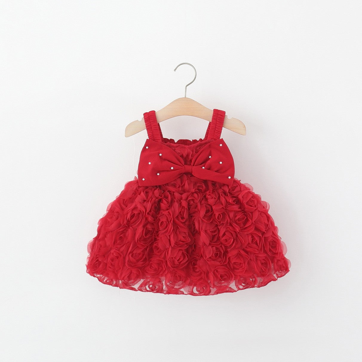 Girls Red Rose Tulle Dress – Elegant Floral Party & Special Occasion Outfit