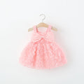 Girls’ Pink Floral Rosette Dress with Bow | Sleeveless Party Dress for Baby & Toddler Girls