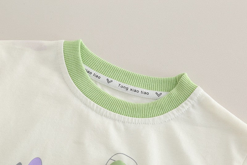 Boys Space Rocket Graphic T-Shirt & Denim Shorts Set – Cute Casual Summer Outfit