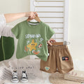 Boys Starfish Ocean Graphic T-Shirt & Khaki Shorts Set – Cute Summer Outfit