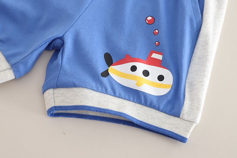 Kids Submarine Graphic T-Shirt & Shorts Set – Cute Casual 2-Piece Summer Outfit