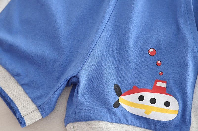 Kids Submarine Graphic T-Shirt & Shorts Set – Cute Casual 2-Piece Summer Outfit