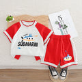 Kids Red & White T-Shirt & Shorts Set | Cute Submarine Print Outfit for Boys