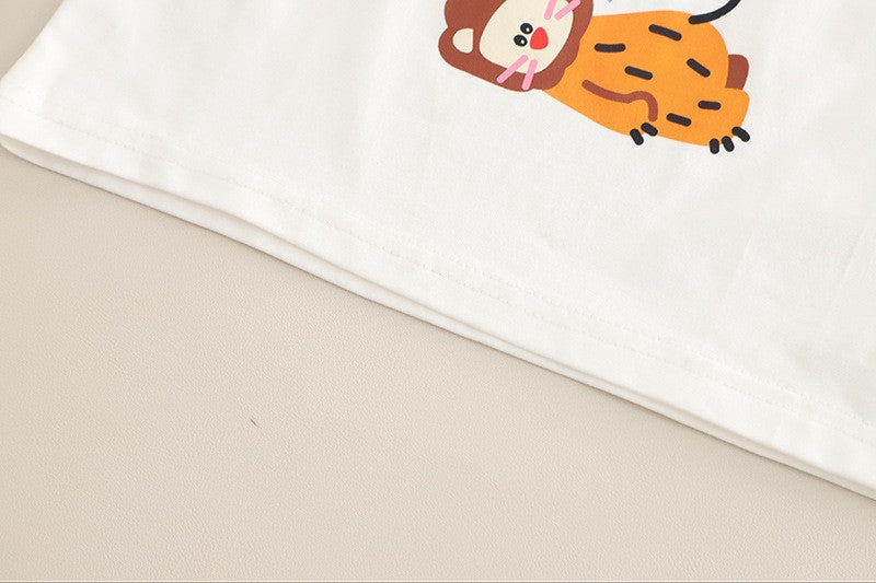 Kids Animal Graphic T-Shirt & Denim Shorts Set – Cute Casual 2-Piece Summer Outfit