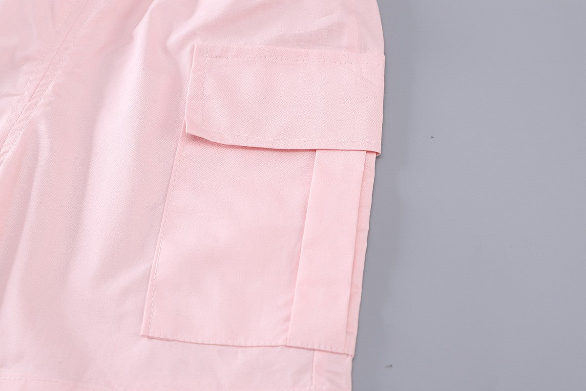 Girls Pastel Print Shirt & Pink Cargo Shorts Set – Cute Casual 2-Piece Summer Outfit