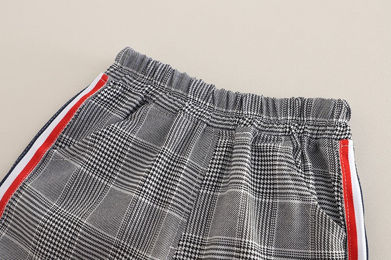 Boys Puppy Polo Shirt & Plaid Shorts Set – Cute Casual 2-Piece Summer Outfit