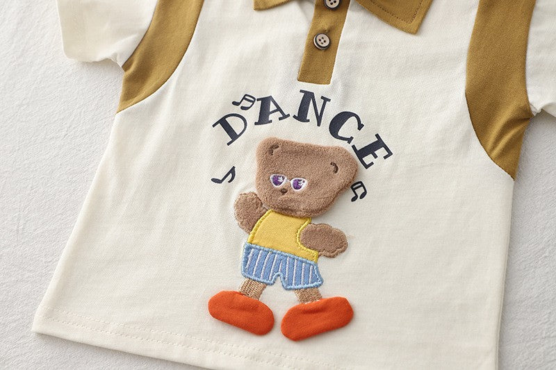Kids Teddy Bear Dance T-Shirt & Shorts Set – Cute Casual 2-Piece Summer Outfit