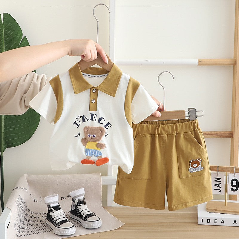 Kids Teddy Bear Dance T-Shirt & Shorts Set – Cute Casual 2-Piece Summer Outfit