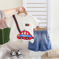 Boys Police Car Graphic T-Shirt & Denim Shorts Set – Cute Casual 2-Piece Summer Outfit
