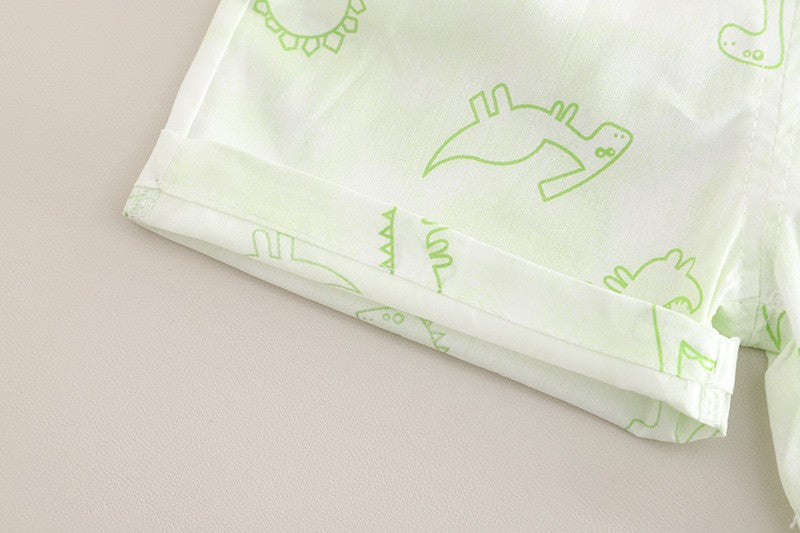 Baby Dinosaur Print Shirt & Shorts Set – Cute Casual 2-Piece Summer Outfit