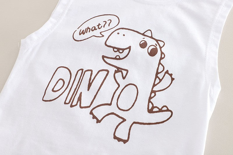 Baby Dinosaur Print Shirt & Shorts Set – Cute Casual 2-Piece Summer Outfit