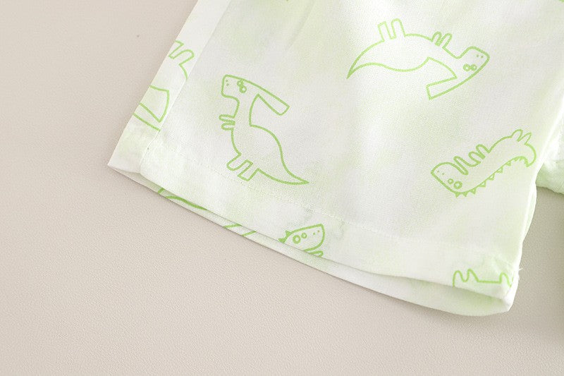 Baby Dinosaur Print Shirt & Shorts Set – Cute Casual 2-Piece Summer Outfit
