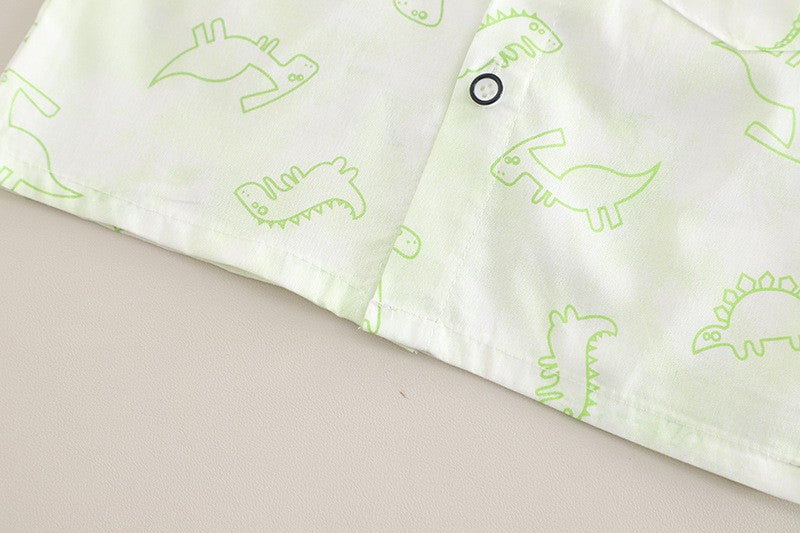 Baby Dinosaur Print Shirt & Shorts Set – Cute Casual 2-Piece Summer Outfit
