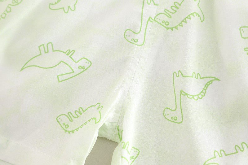 Baby Dinosaur Print Shirt & Shorts Set – Cute Casual 2-Piece Summer Outfit