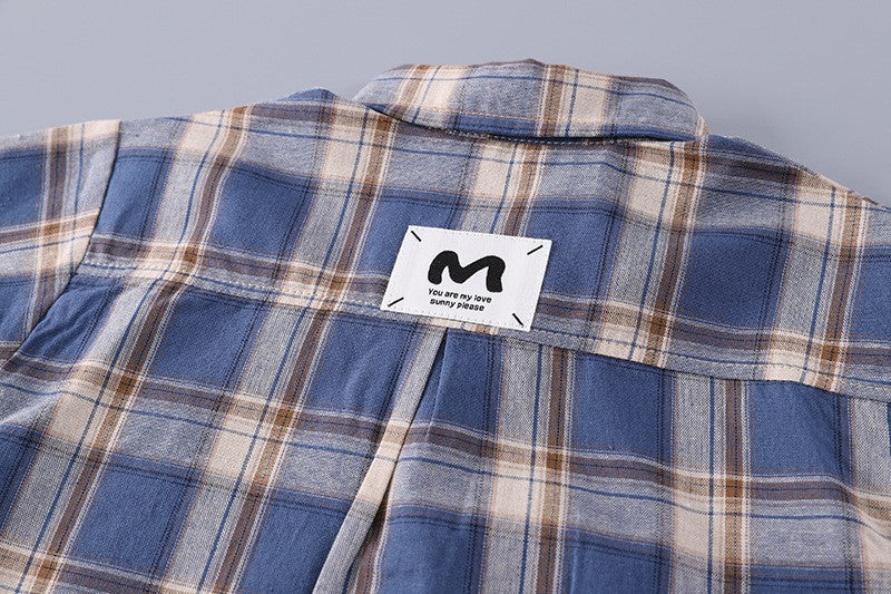 Boys Plaid Shirt & Cargo Shorts Set – Stylish Casual 2-Piece Summer Outfit