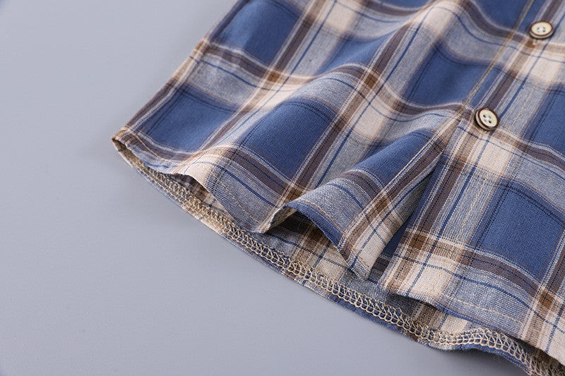 Boys Plaid Shirt & Cargo Shorts Set – Stylish Casual 2-Piece Summer Outfit