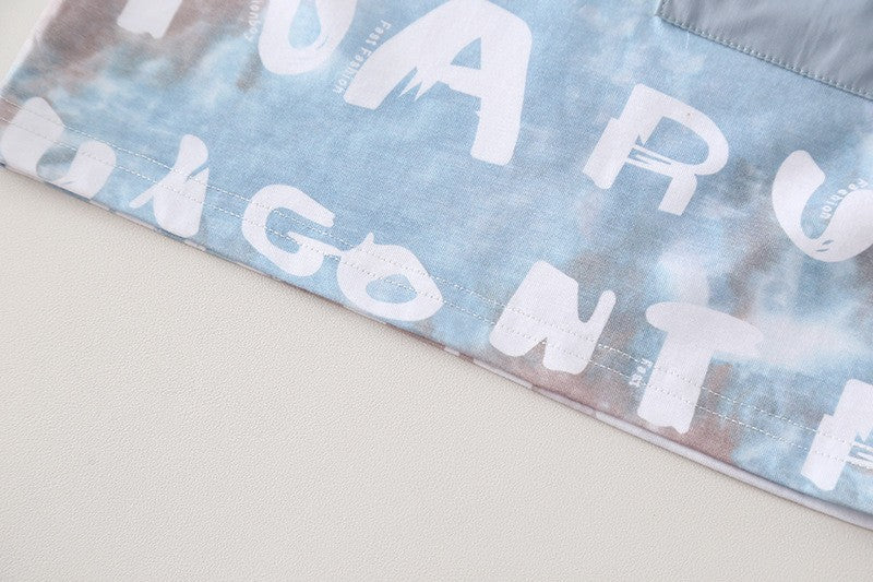 Kids Blue Printed T-Shirt & Cargo Shorts Set with Pocket Detail | Trendy Casual Summer Outfit