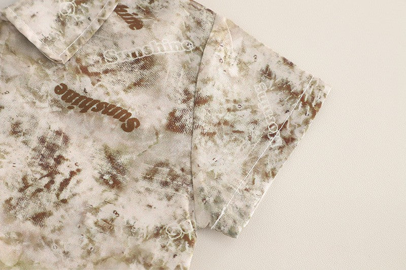 Kids Beige Printed Shirt & Cargo Shorts Set | Stylish Casual Summer Outfit