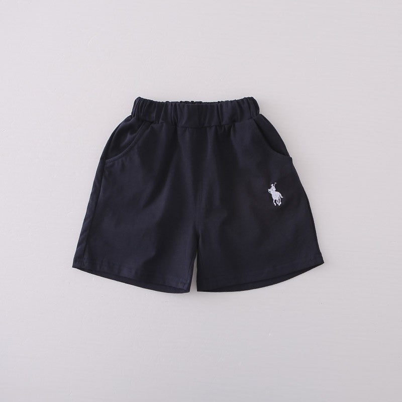 Kids Navy Blue Polo T-Shirt & Shorts Set with Striped Detail | Stylish Casual Summer Outfit