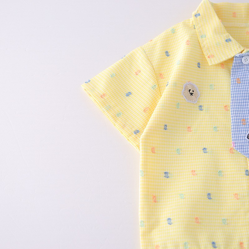 Kids Yellow Shirt & Shorts Set with Cute Tie Detail | Adorable Casual Summer Outfit