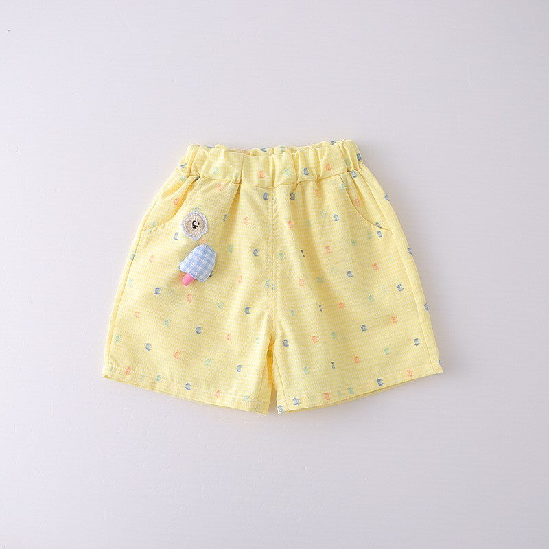 Kids Yellow Shirt & Shorts Set with Cute Tie Detail | Adorable Casual Summer Outfit