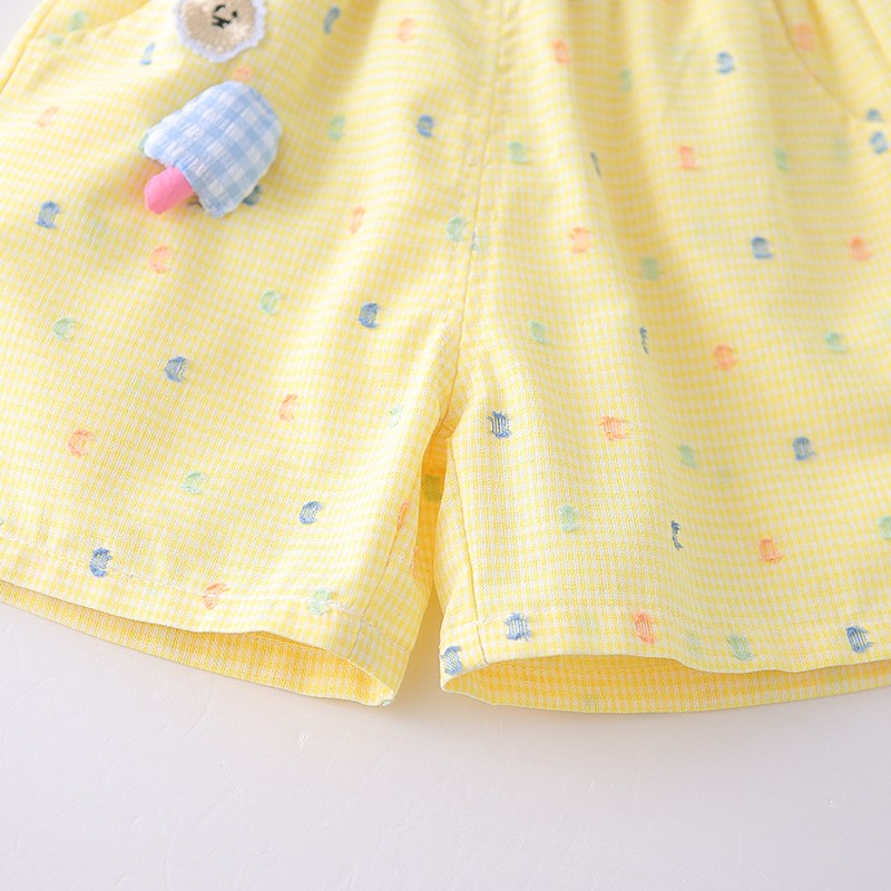 Kids Yellow Shirt & Shorts Set with Cute Tie Detail | Adorable Casual Summer Outfit