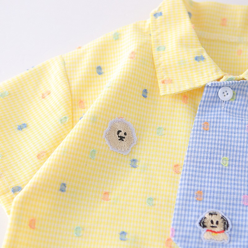 Kids Yellow Shirt & Shorts Set with Cute Tie Detail | Adorable Casual Summer Outfit