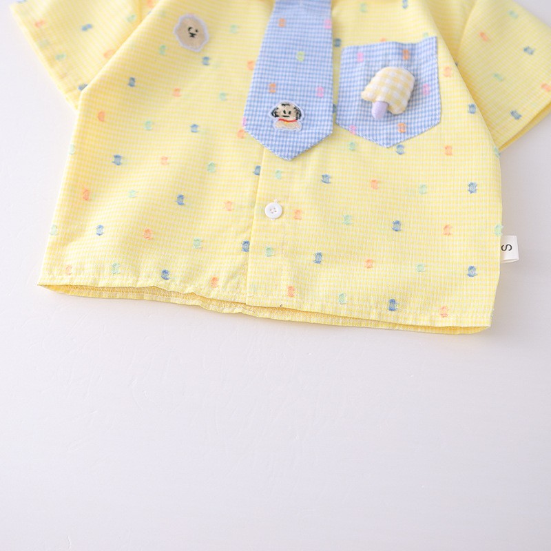 Kids Yellow Shirt & Shorts Set with Cute Tie Detail | Adorable Casual Summer Outfit