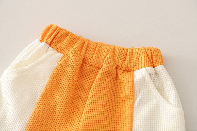 Boys Orange Dinosaur Print T-Shirt & Shorts Set | Cute Casual Summer Outfit