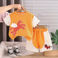 Boys Orange Dinosaur Print T-Shirt & Shorts Set | Cute Casual Summer Outfit