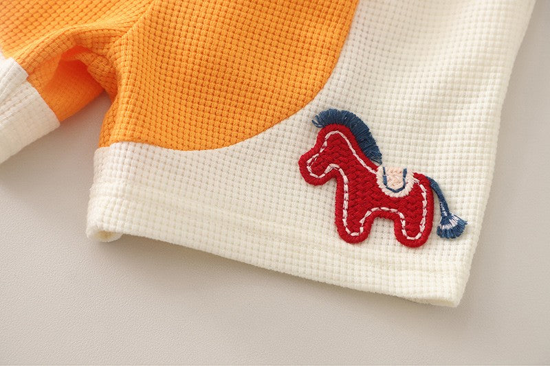 Boys Orange Dinosaur Print T-Shirt & Shorts Set | Cute Casual Summer Outfit