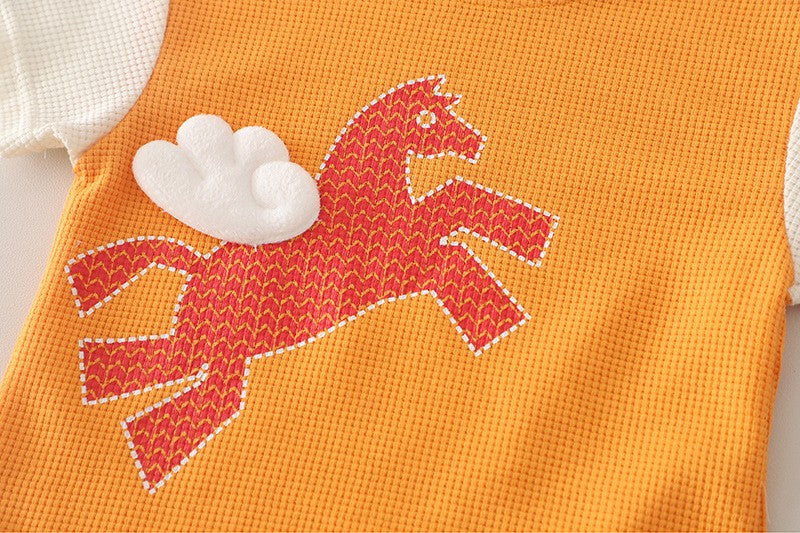 Boys Orange Dinosaur Print T-Shirt & Shorts Set | Cute Casual Summer Outfit