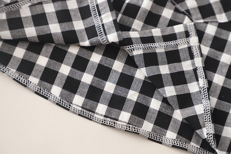 Boys Black & White Checkered Shirt & Cargo Shorts Set with Crossbody Bag | Stylish Casual Outfit