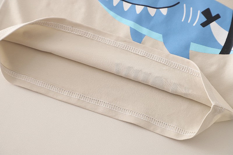 Boys Shark Pirate Print T-Shirt & Denim Shorts Set | Cute Casual Summer Outfit