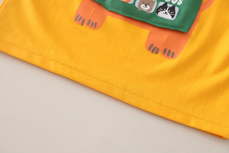 Boys Yellow Bus Print T-Shirt & Denim Shorts Set | Cute Casual Summer Outfit