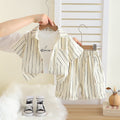 Kids Boys Striped Shirt & Shorts Set -  Stylish 3-Piece Clothing Set
