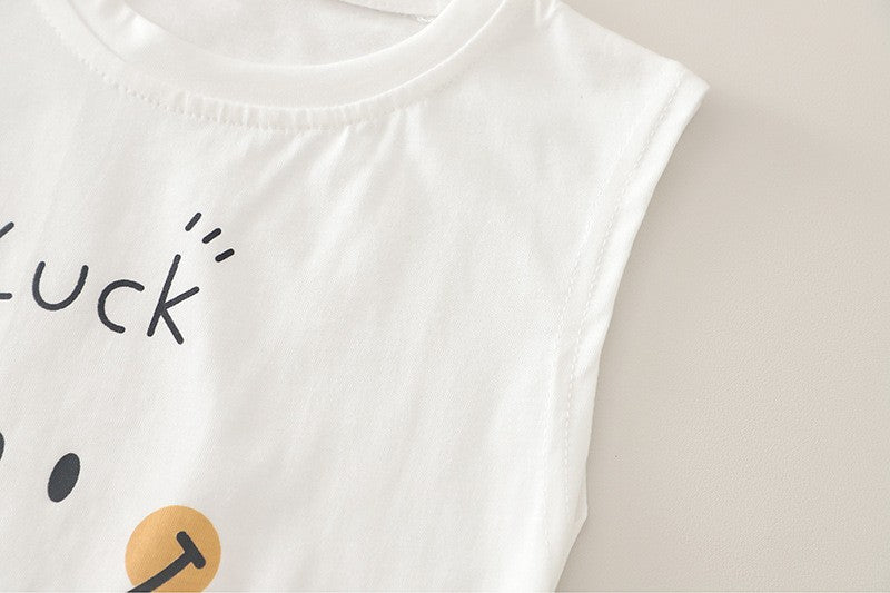 Kids White T-Shirt & Printed Shirt with Beige Shorts Set | Cute Bicycle Print Outfit for Boys