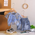 Kids Boys Graphic T-Shirt & Denim Shorts Set - Stylish 2-Piece Clothing Set