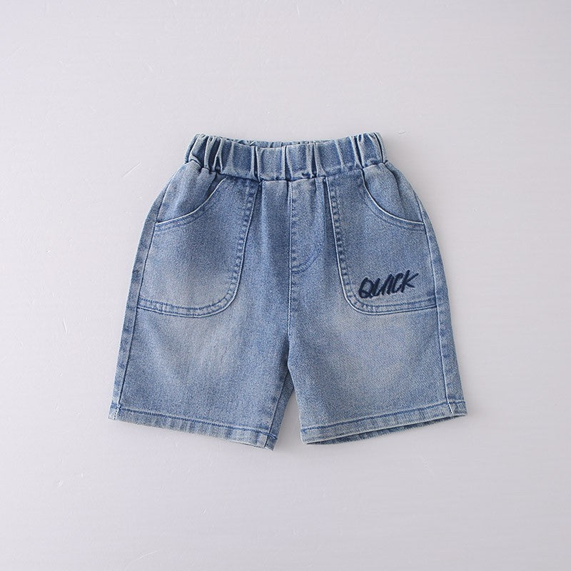 Kids Colorful Tie Dye T-Shirt & Blue Denim Shorts Set | Trendy Star Print Outfit for Boys