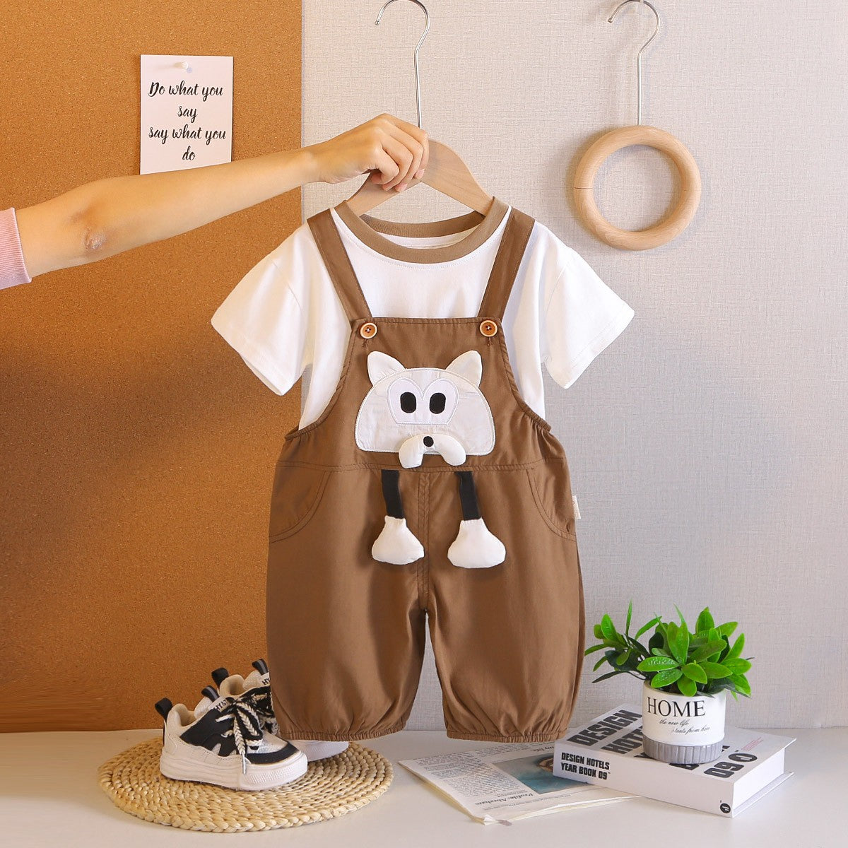 Kids Boys T-Shirt & Cute Bear Overalls Set - Adorable 2-Piece Clothing Set