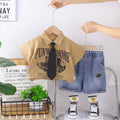 Kids Boys Shirt & Denim Shorts Set | Casual Summer Outfit with Tie | Stylish 2-Piece Clothing Set