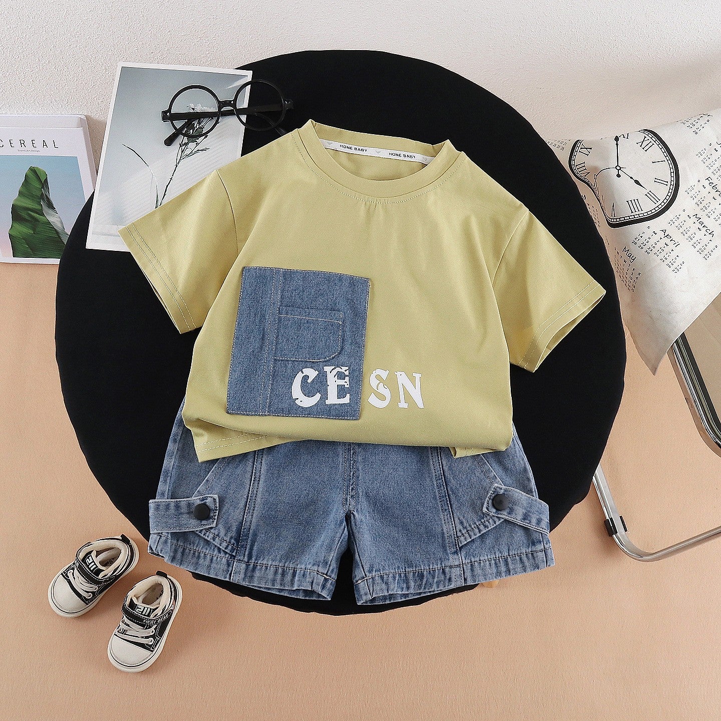 Kids Boys Casual T-Shirt & Denim Shorts Set - Cute 2-Piece Clothing Set