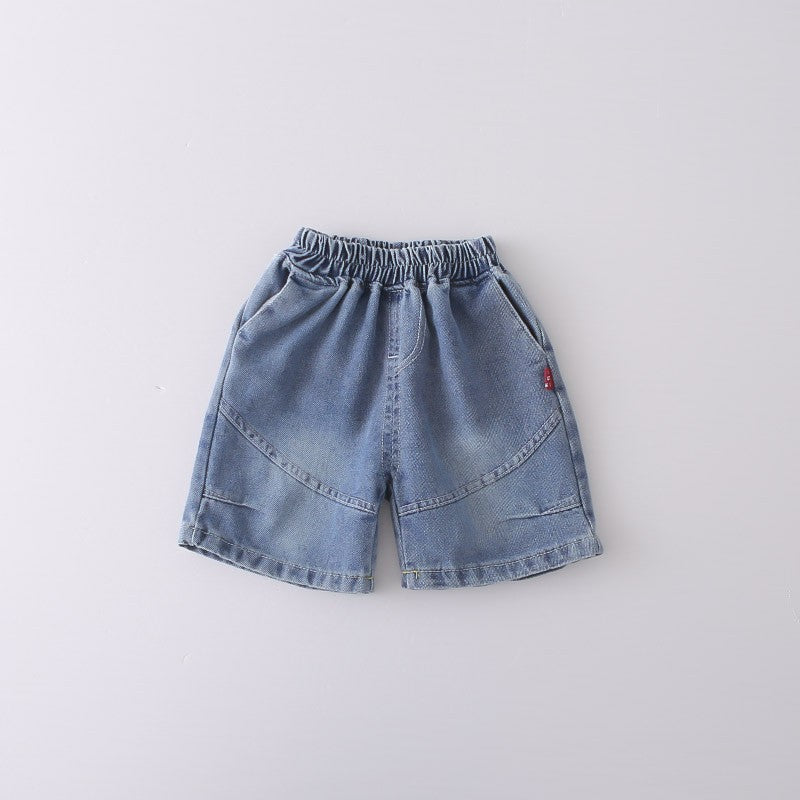 Kids White T-Shirt & Blue Denim Vest Shorts Set | Cute Casual Outfit for Boys