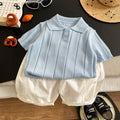 Kids Light Blue Polo T-Shirt & White Shorts Set | Classic Casual Outfit for Boys